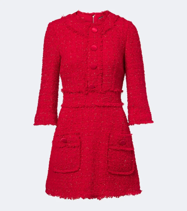 Cotton-blend tweed minidress