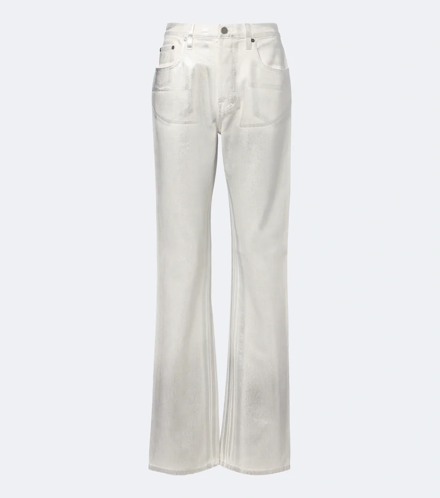 Coated straight jeans