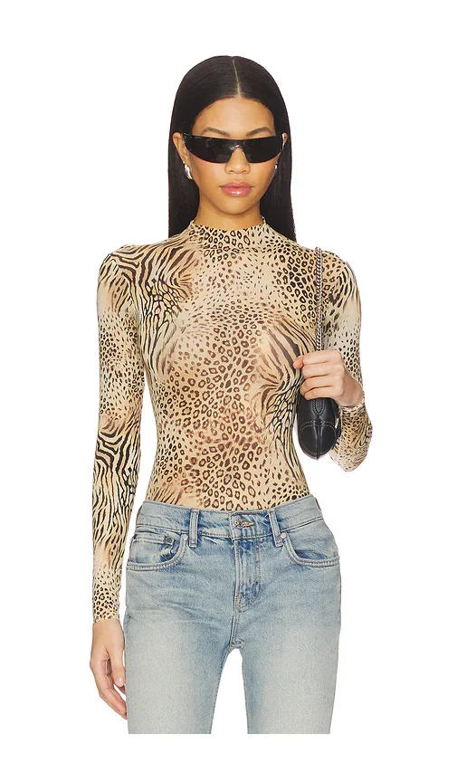 Milky Sheer Mock Neck Long Sleeve Bodysuit SKIMS