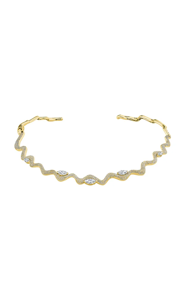 Wave 18K Yellow Gold Diamond Collar Necklace