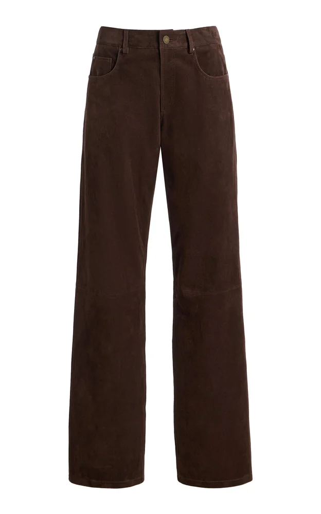 Jean Suede Straight-Leg Pants