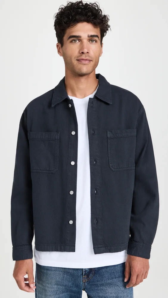 Textured Terry Double Pocket Relaxed Shirt