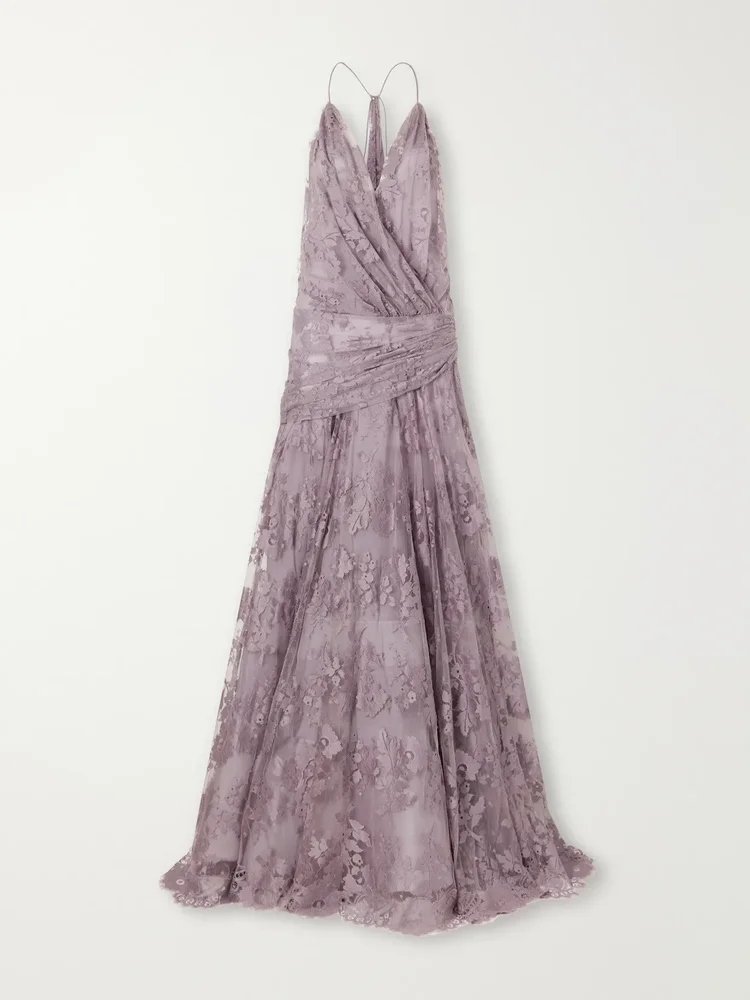 Clash draped lace gown