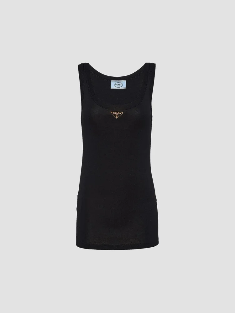 Ribbed Knit Jersey Tank Top