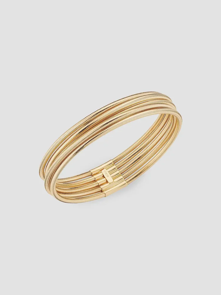 14K Yellow Gold Mesh Glamour Power Stack Bracelet