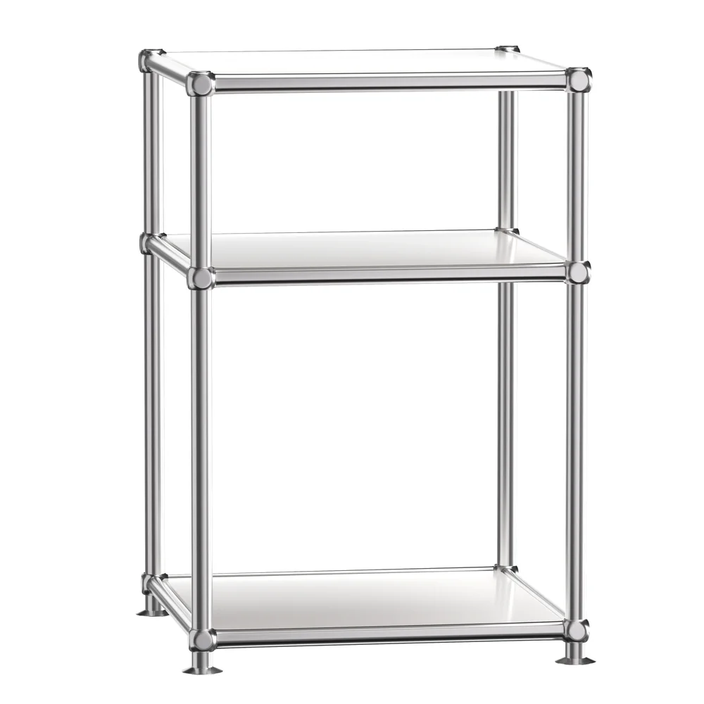 3-Tier Modular Storage Shelf Galvanized Iron Open Shelving Unit