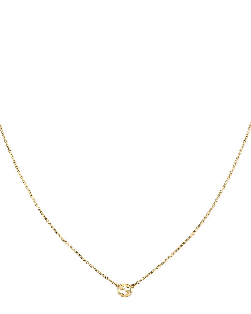 18K Yellow Gold Interlocking Logo Chain Necklace, 15.7-16.5"