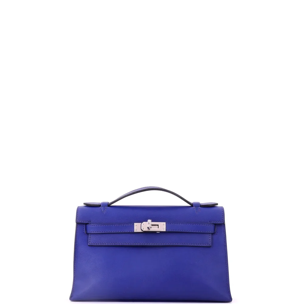 Pre-Owned Kelly Pochette Blue Swift