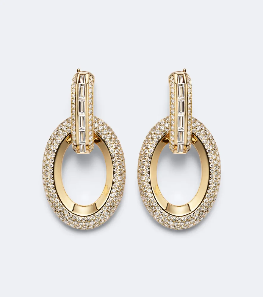 Groove 18kt gold drop earrings with diamonds
