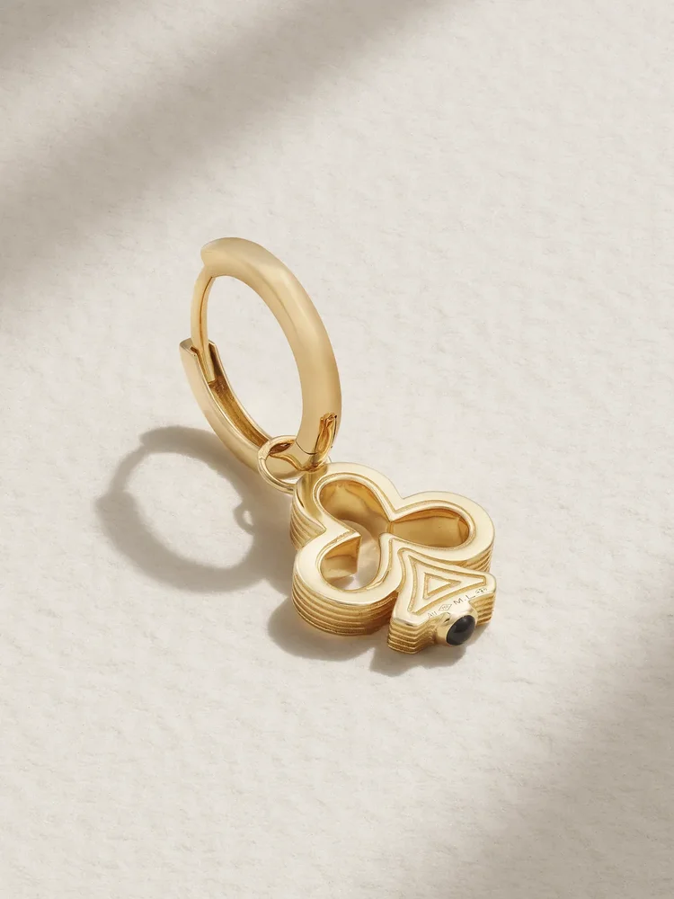 Clover Baby convertible 18-karat gold sapphire single hoop earring
