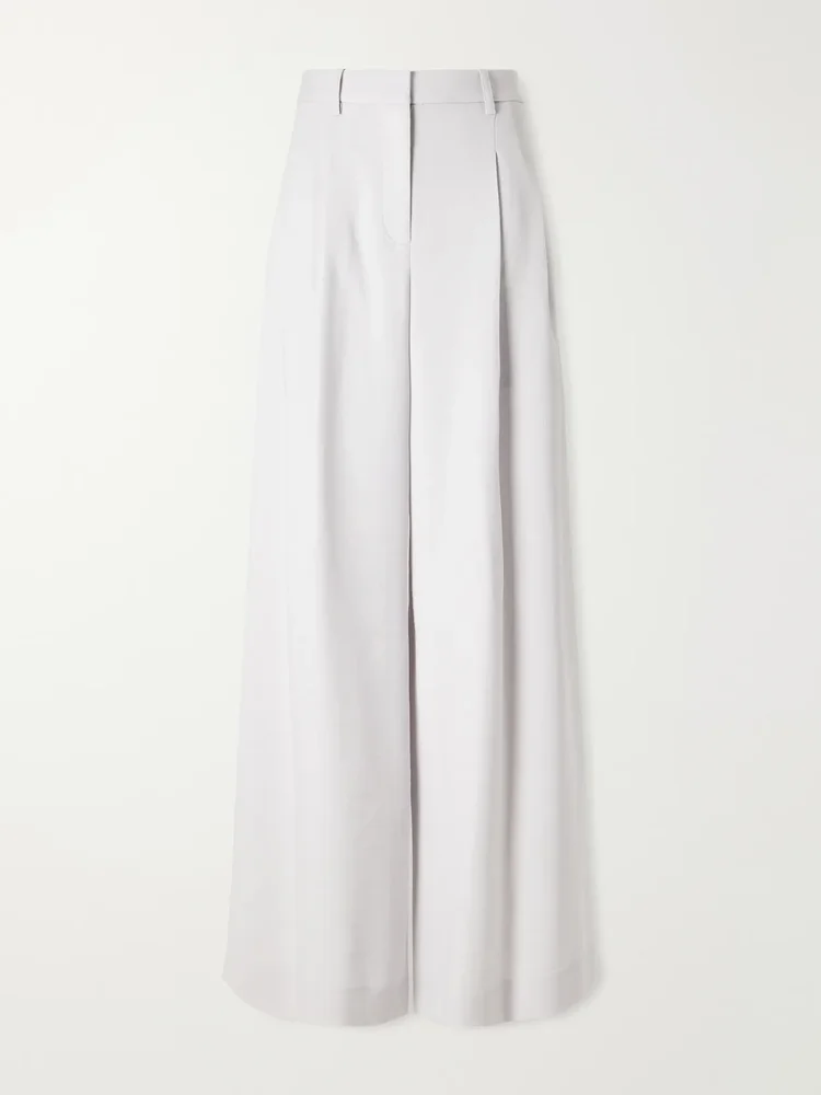 Avery stretch wool-crepe wide-leg pants