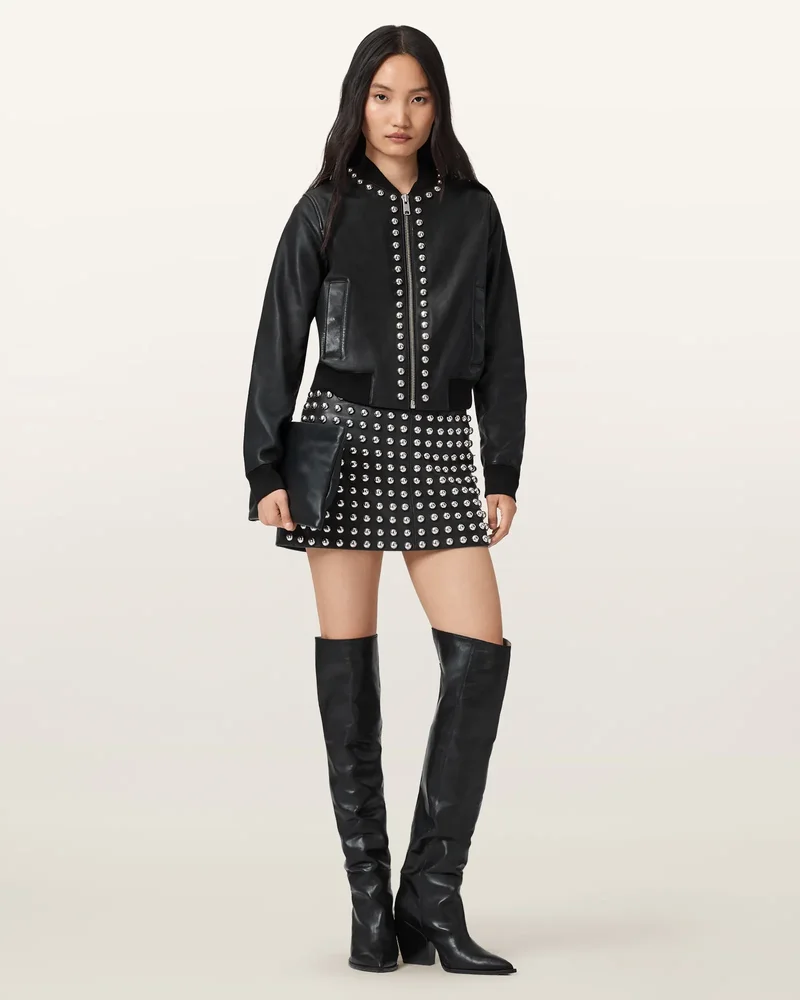 Lea Studded Leather Mini Skirt
