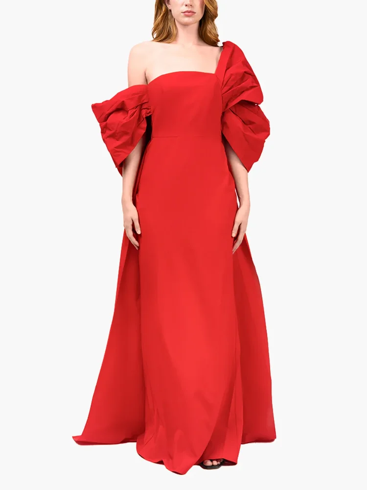 Taffeta Sleeve Column Gown