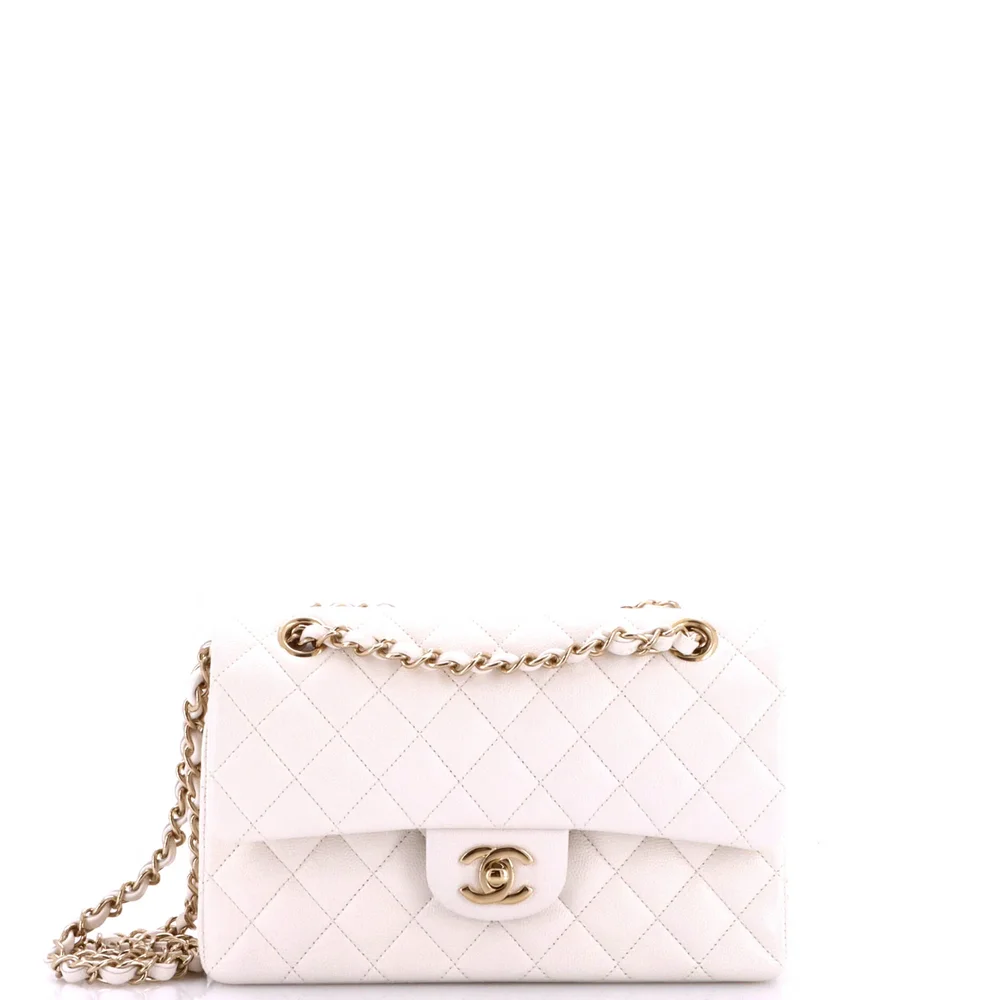 Pre-Owned Classic Double Flap Bag Quilted Caviar Small