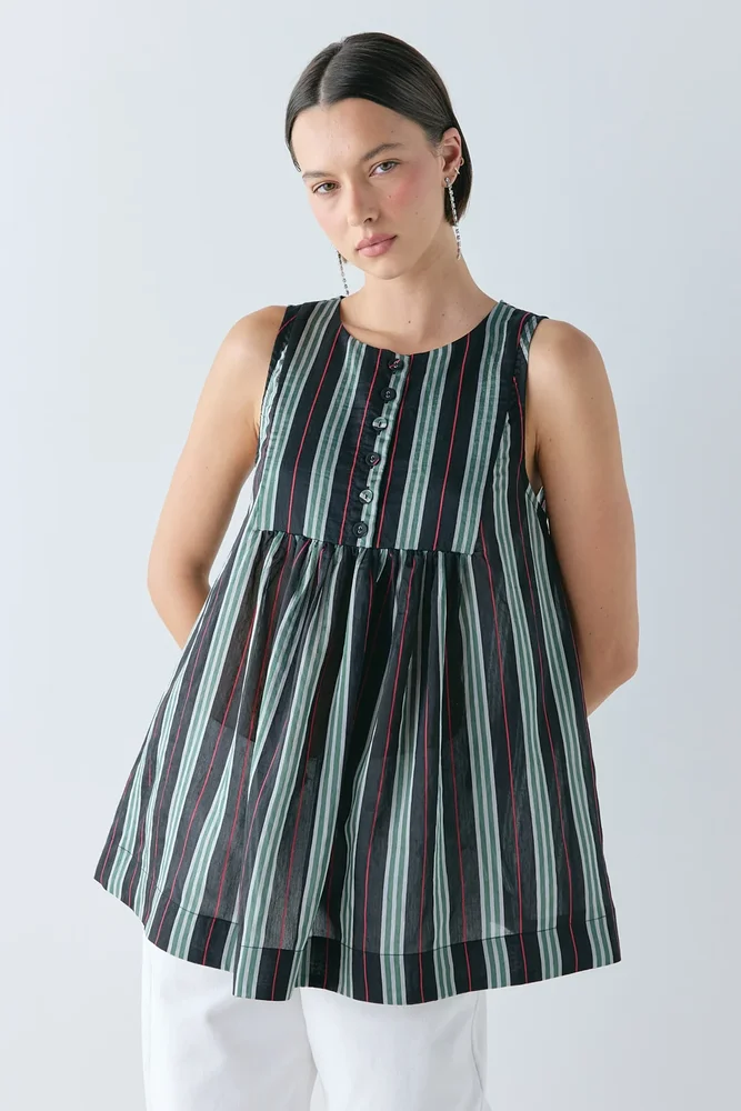 Juliet Tunic Top Green Stripe
