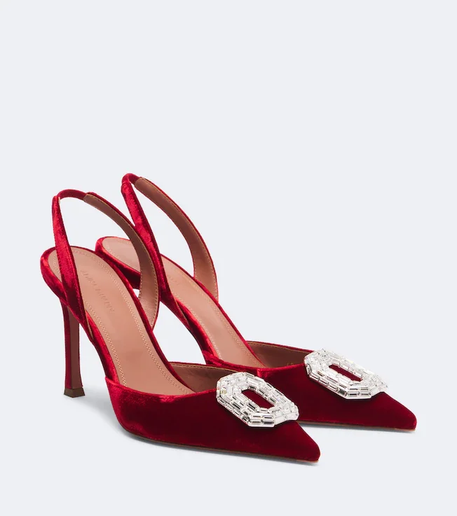 Camelia embellished velvet slingback pumps