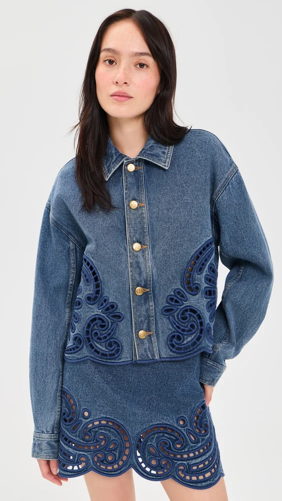 The Bobbi Denim Eyelet Jacket (set with Cadiz skirt)