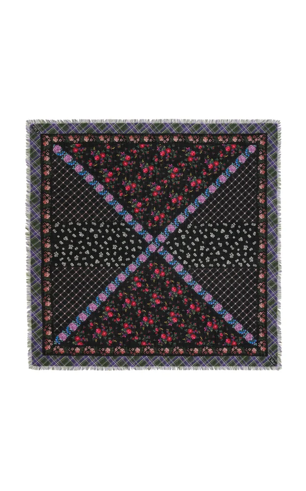 Floral-Print Wool-Blend Scarf