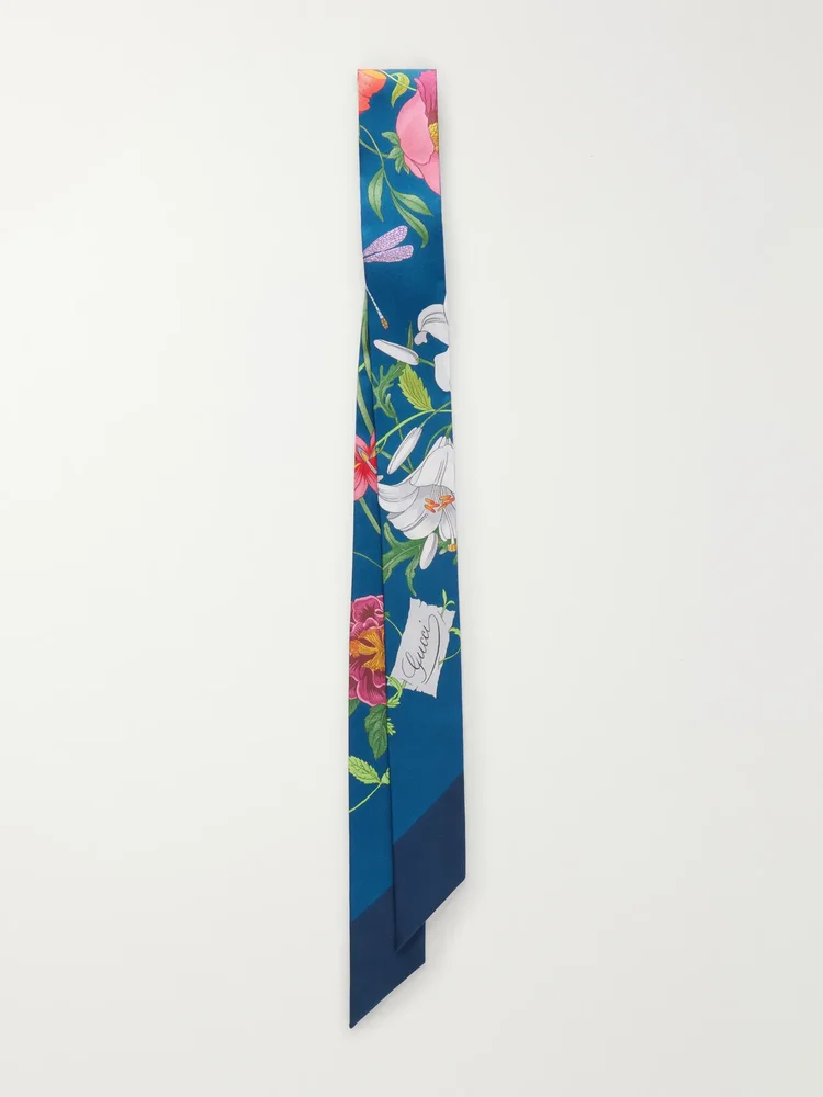Flora printed silk-twill scarf