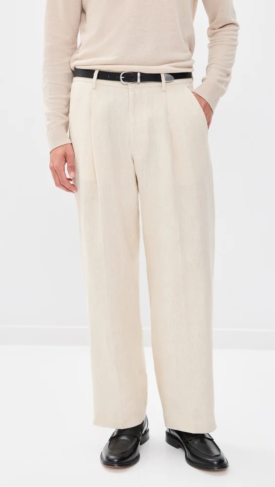 Kay Linen Relaxed Pleated Trousers 32"