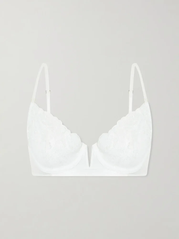 Fleur Veloutes embroidered mesh bra