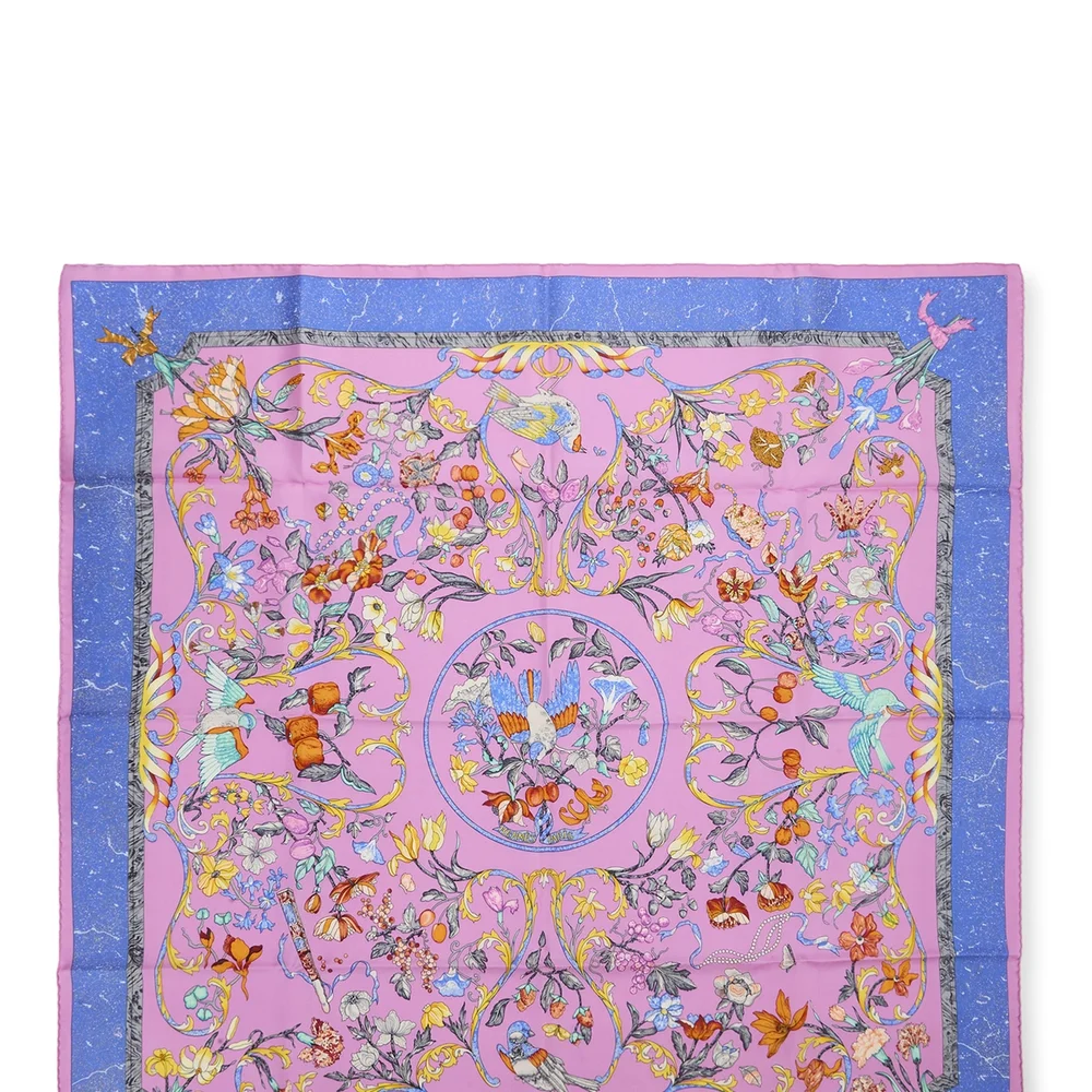 Pink & Multicolor 'Pierres d'Orient et d'Occident' Silk Scarf 90