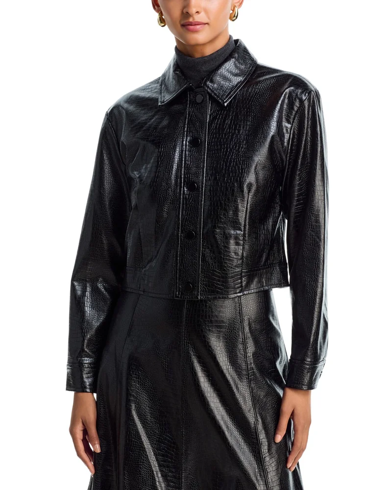 Croc Embossed Faux Leather Jacket - Exclusive