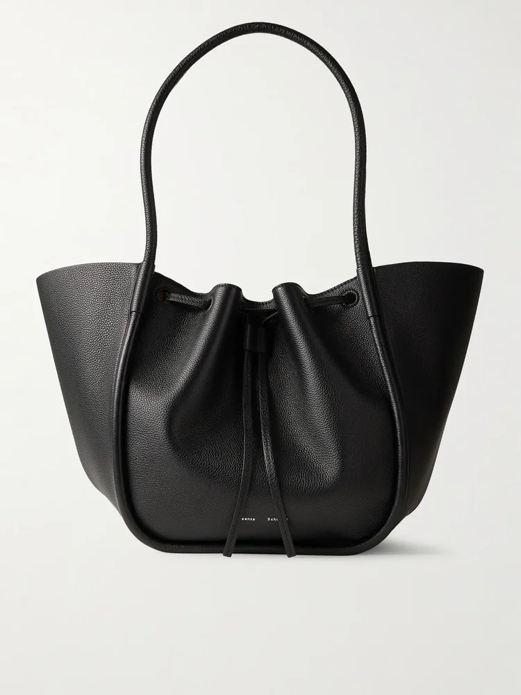 Large ruched leather tote
