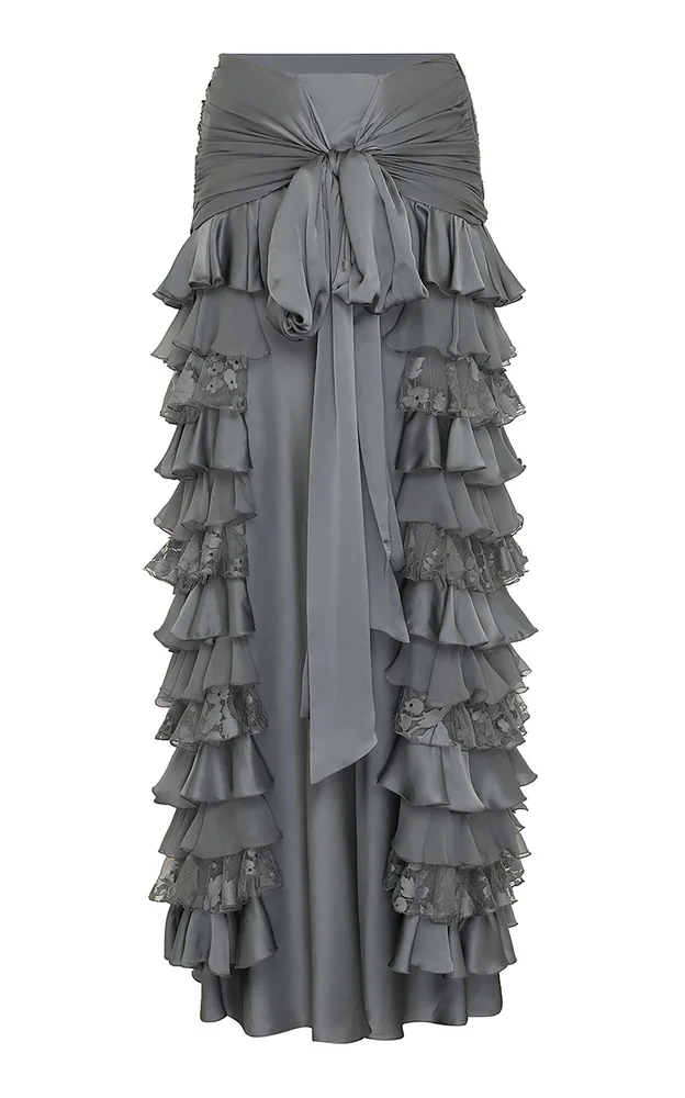 Valiant Ruffled Silk Maxi Skirt