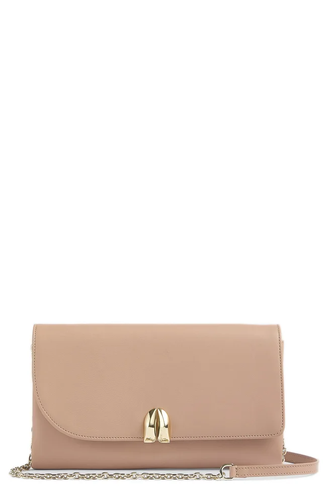 Aria Curve Flap Leather Clutch