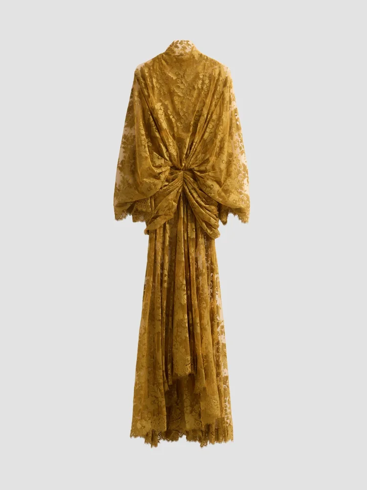 Ascent Ruched Lace Batwing Gown