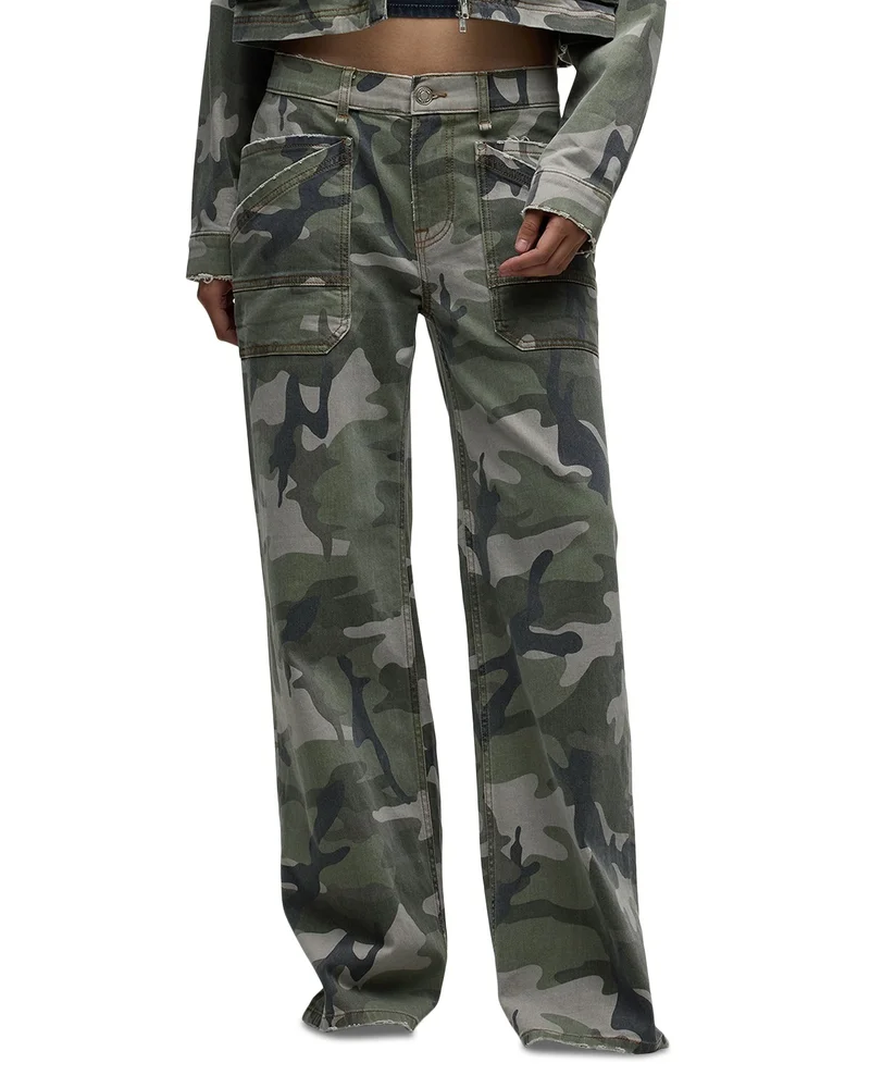Rylee Low Slung Loose Jeans in Camo Y2k