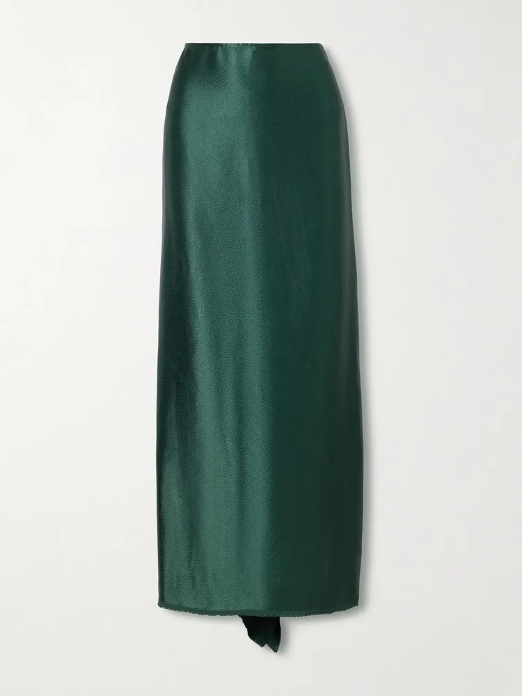 Jovie crepe-satin midi skirt