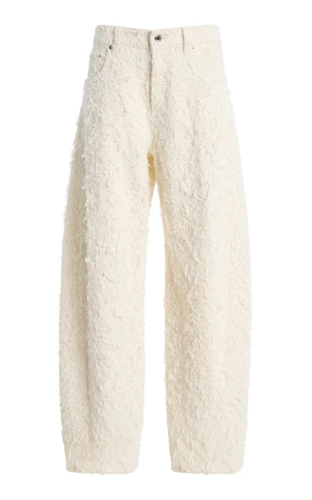 Clyde Fur-Denim Barrel-Leg Jeans