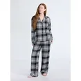 Women's Long Sleeve Flannel Sleep Top and Pants Pajama Set, 2-Piece, Sizes XS-3X
