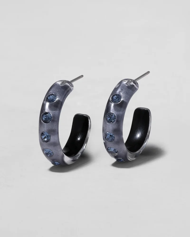 Lucite Crystal Hoop Earring- Frozen Mist