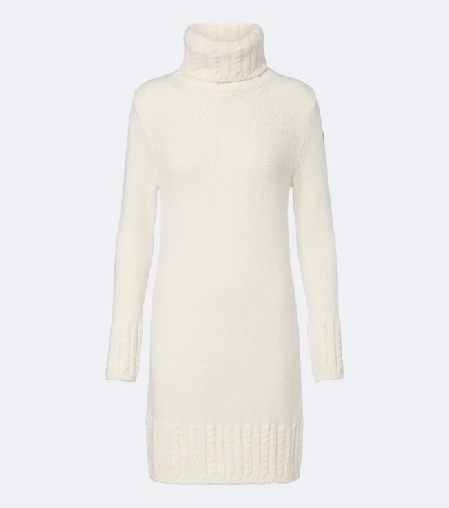 Turtleneck alpaca and wool-blend minidress
