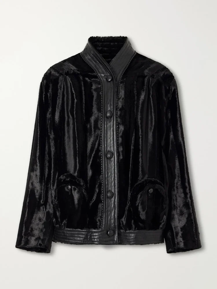 Coiba Leather-Trimmed Velvet Jacket