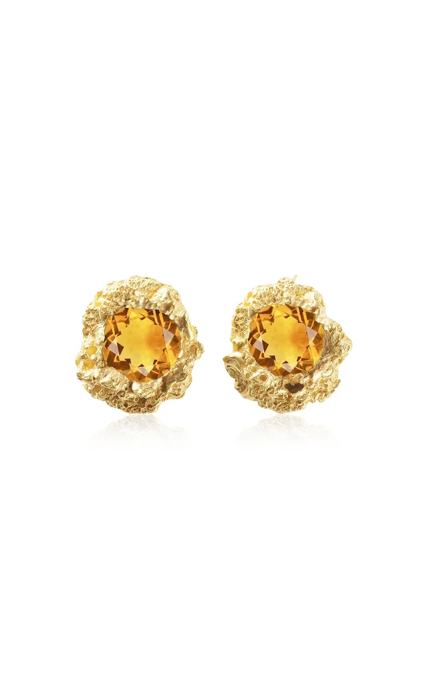 18k Yellow Gold Muse Citrin Big Earrings