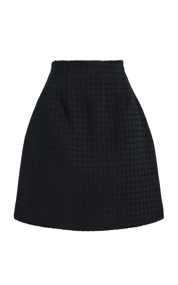 Curved Cotton-Blend Mini Skirt