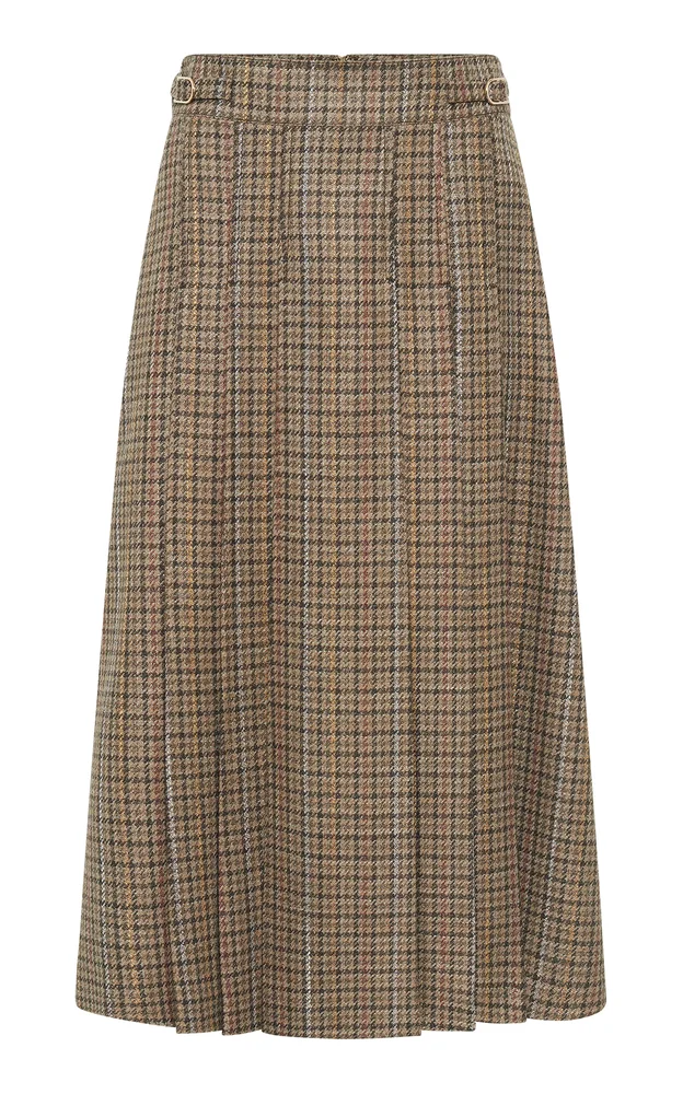 Wesley Checked Wool-Silk Midi Skirt