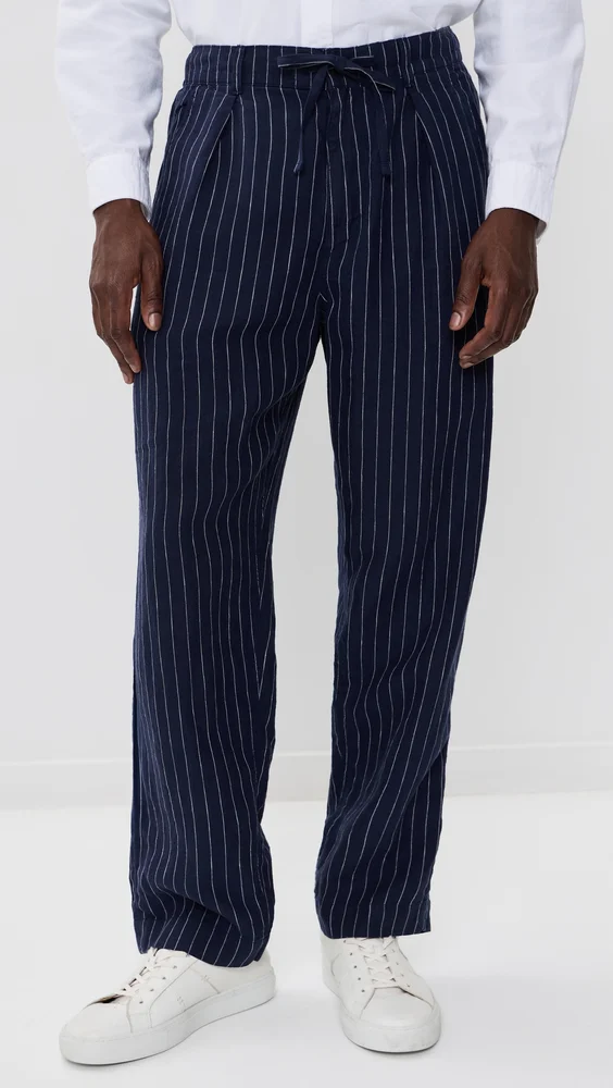 Original Label Striped Linen Pleated Relaxed Pants