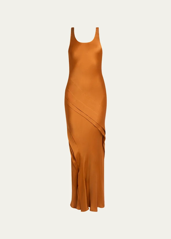 Sleeveless Draped Silk Tank Dress