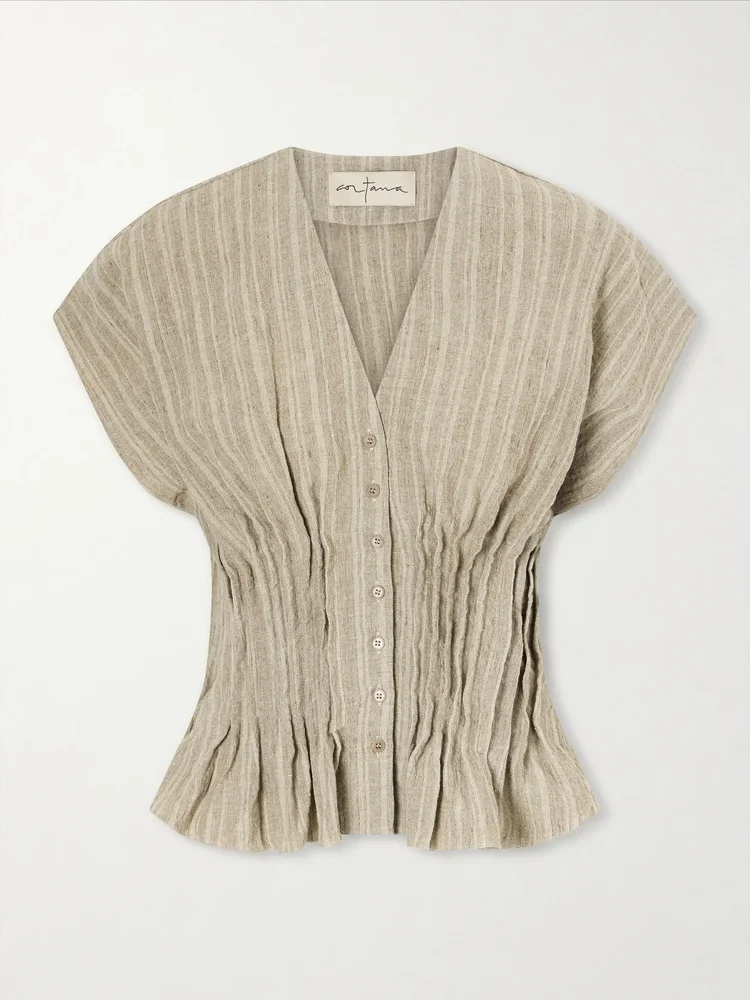 Camila gathered linen top