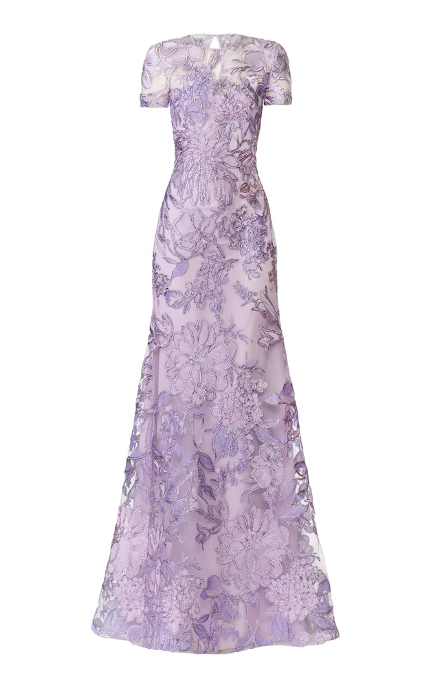 Fit-And-Flare Metallic Raffia Gown
