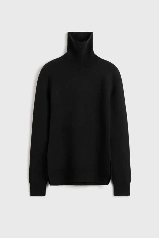 High-Neck Double Knit Black
