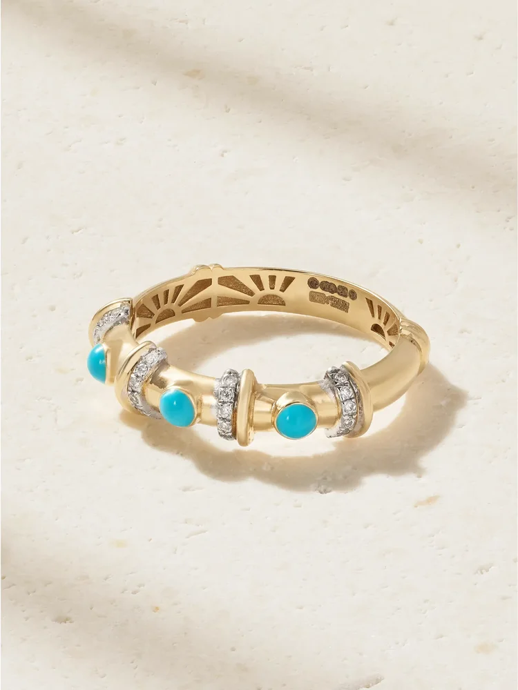 Milky Way 18-karat gold, turquoise and diamond ring