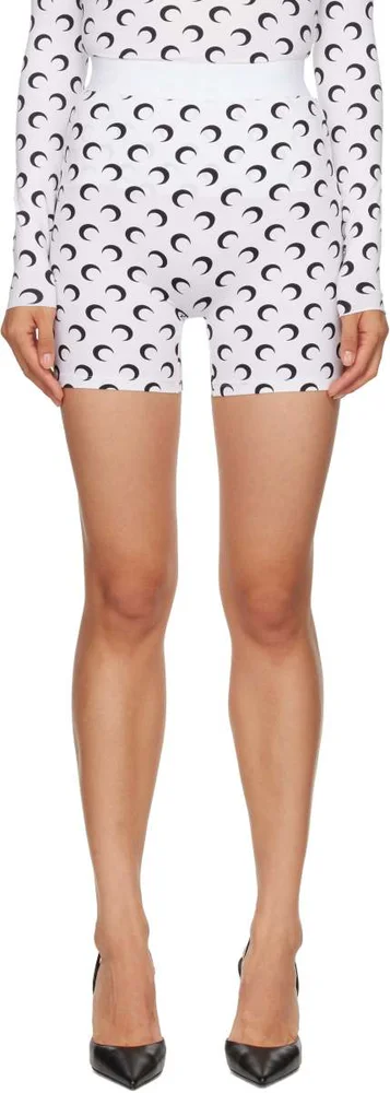 White Recycled Moon Jersey Mini Shorts