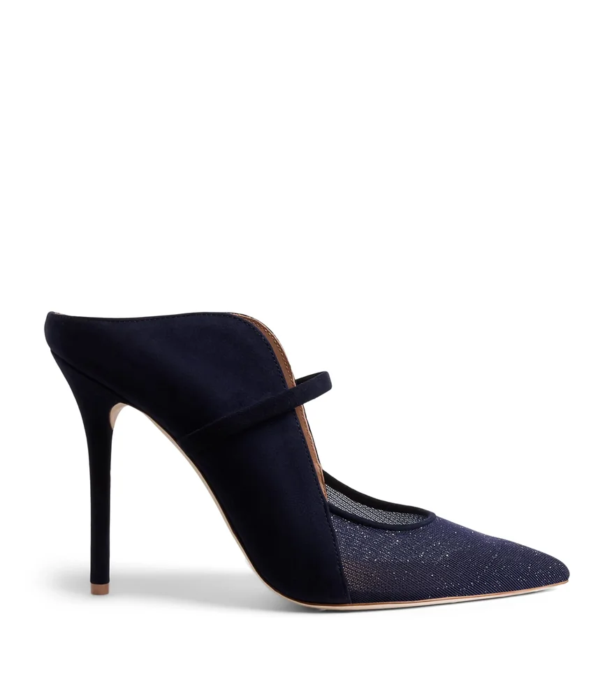 Suede Embellished Maureen Arc Heeled Mules 100