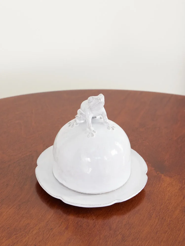 Frog small porcelain butter dish